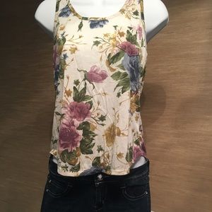 Floral Tank Top with Small Chest Pocket